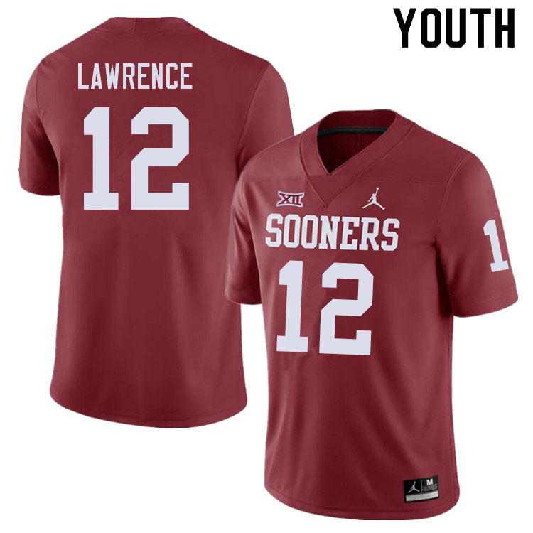 Youth #12 Key Lawrence Oklahoma Sooners College Football Jerseys Sale-Crimson